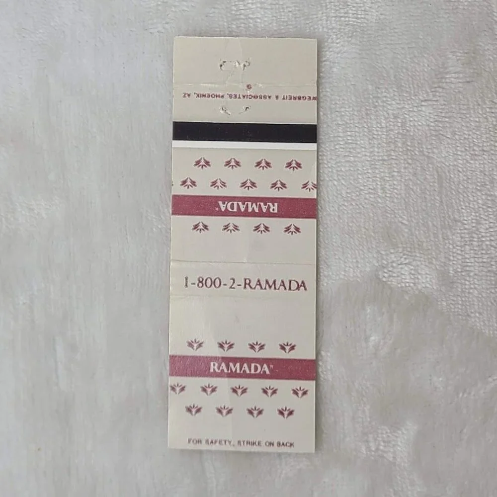 Ramada Hotel Matchbook Cover National Inns Renaissance Simple Brown on White - Picture 4 of 5